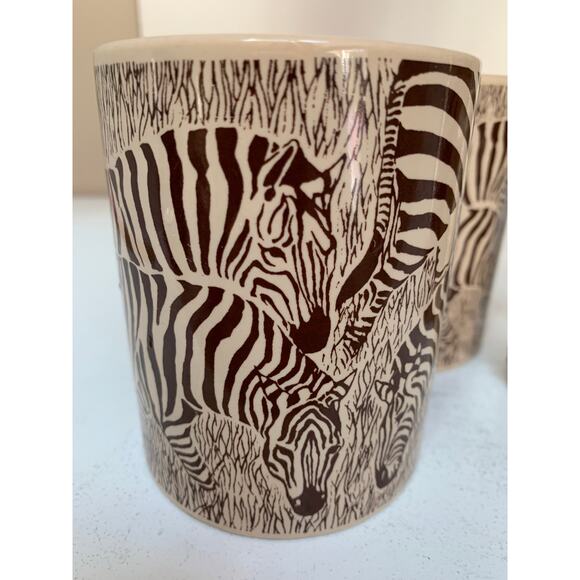 VTG Royal Crown Safari Animal Print Coffee Tea Mugs Zebra Cheetah Set of 4 - Picture 5 of 5
